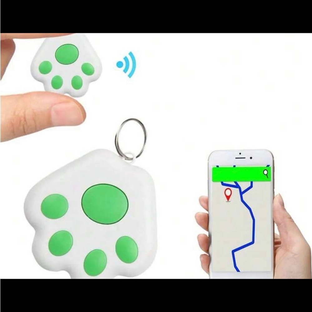 Green Paw-Shaped Pet Tracker Air Tag